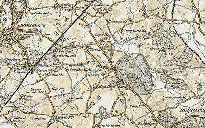 Old map of Tardebigge in 1901-1902