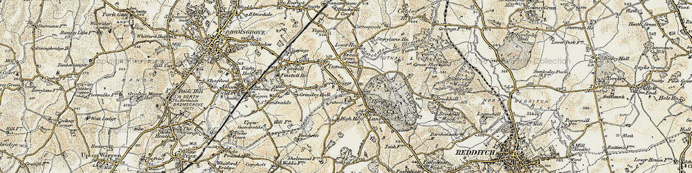 Old map of Tardebigge in 1901-1902