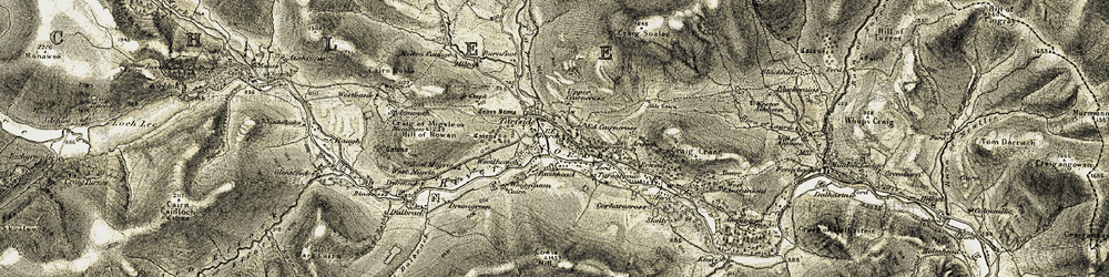 Old map of Tarfside in 1908-1909