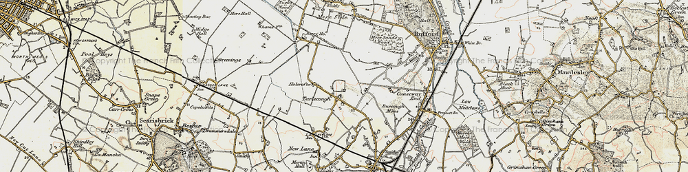 Old map of Burscough Moss in 1902-1903