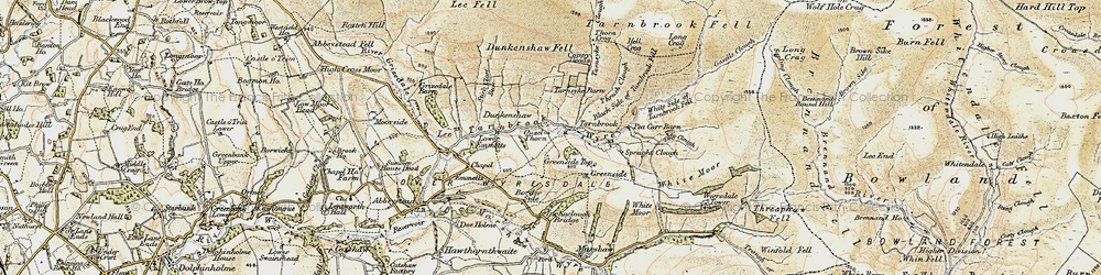 Old map of Black Side of Tarnbrook Fell in 1903-1904