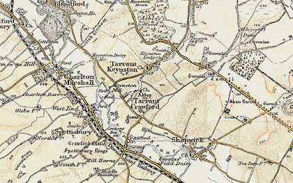 Old map of Tarrant Crawford in 1897-1909