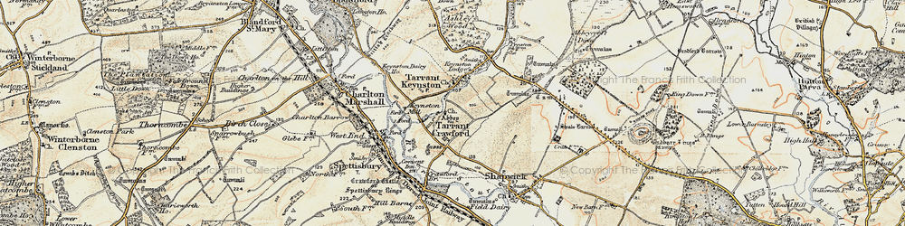 Old map of Tarrant Crawford in 1897-1909