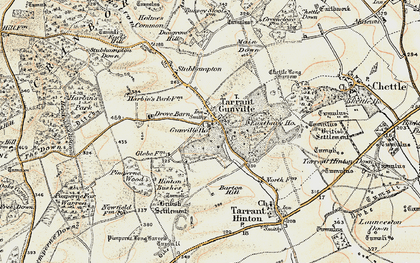 Old map of Tarrant Gunville in 1897-1909