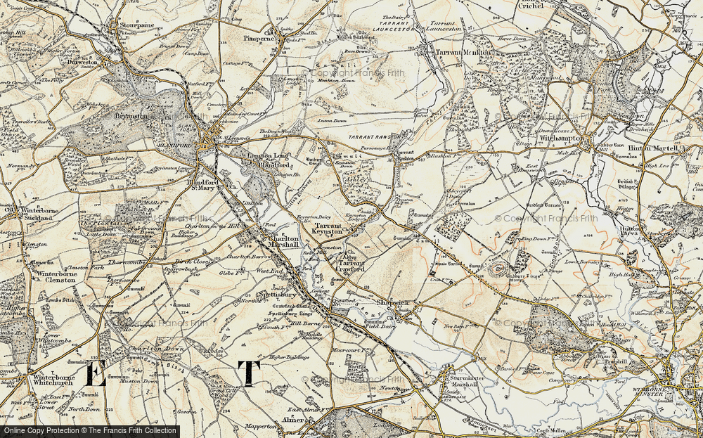 Old Map of Tarrant Keyneston, 1897-1909 in 1897-1909