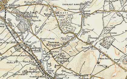Old map of Tarrant Keyneston in 1897-1909