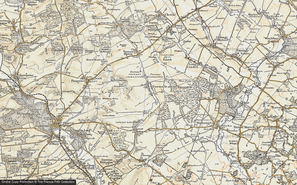 Old Map of Tarrant Monkton, 1897-1909 in 1897-1909