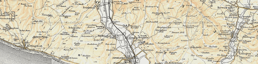 Old map of Tarring Neville in 1898