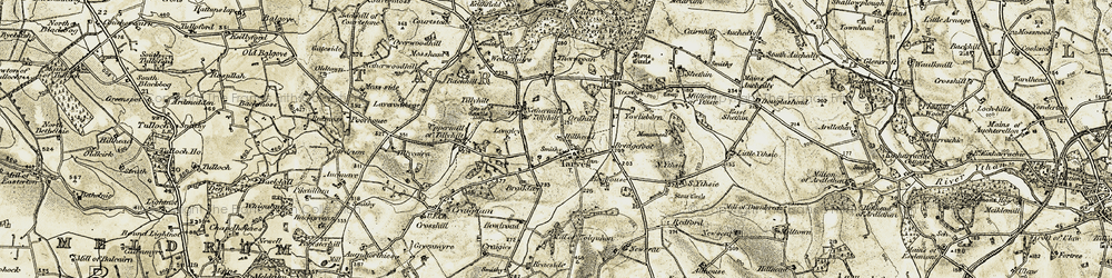 Old map of Tarves in 1909-1910