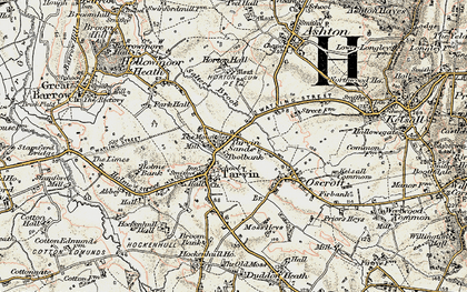 Old map of Tarvin Sands in 1902-1903