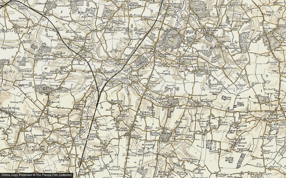 Old Map of Historic Map covering Bunn's Hill in 1901-1902