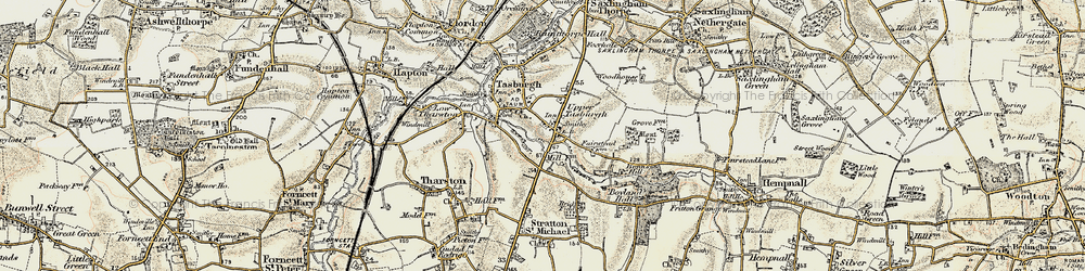 Old map of Tasburgh in 1901-1902