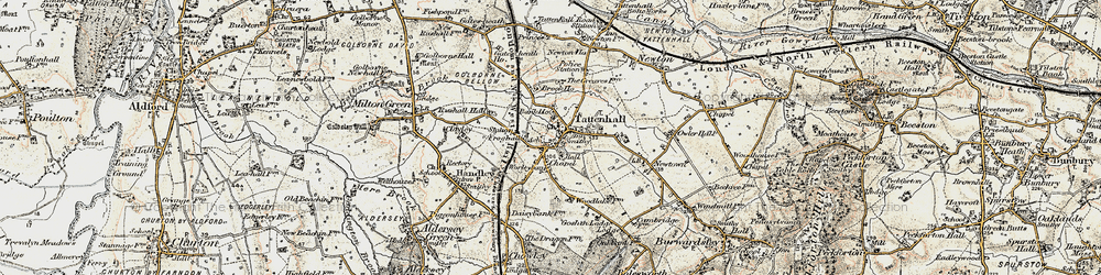 Old map of Tattenhall in 1902-1903