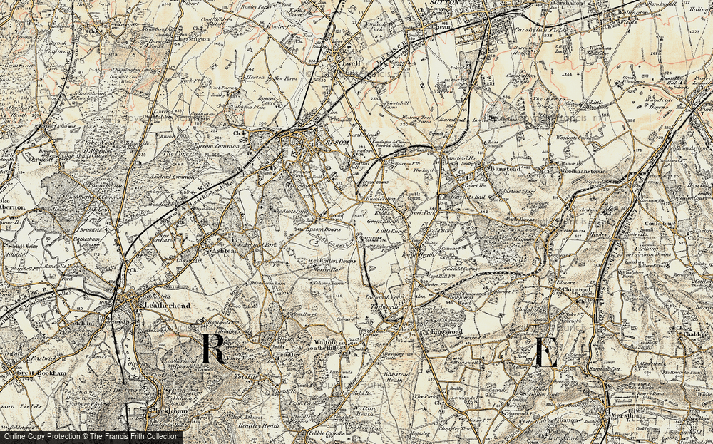 Old Map of Tattenham Corner, 1897-1909 in 1897-1909