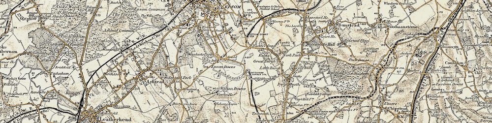 Old map of Tattenham Corner in 1897-1909