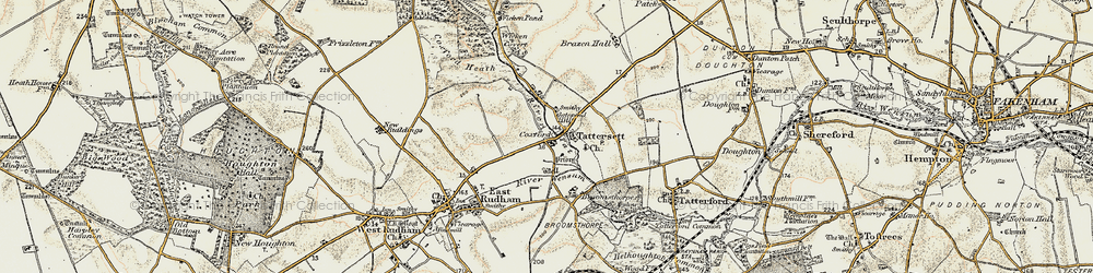 Old map of Tattersett in 1901-1902