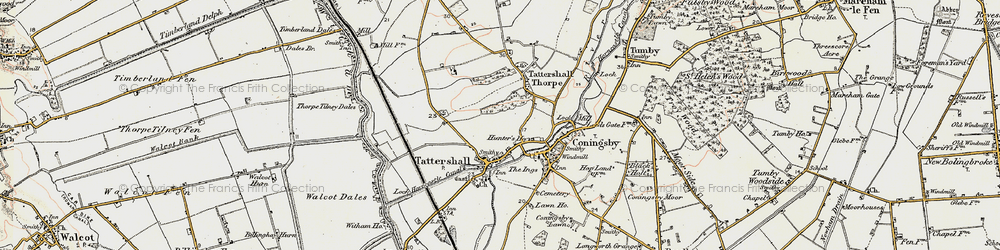 Old map of Tattershall in 1902-1903