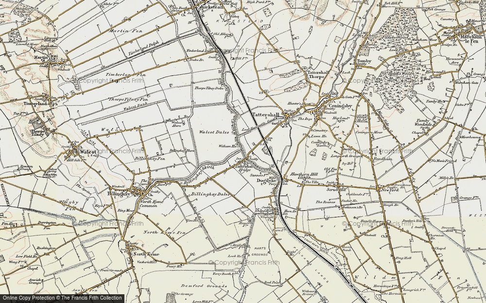 Old Map of Historic Map covering Billinghay Skirth in 1902-1903