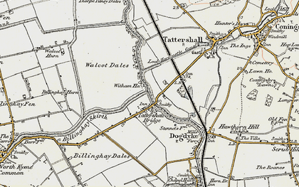 Old map of Billinghay Hurn in 1902-1903