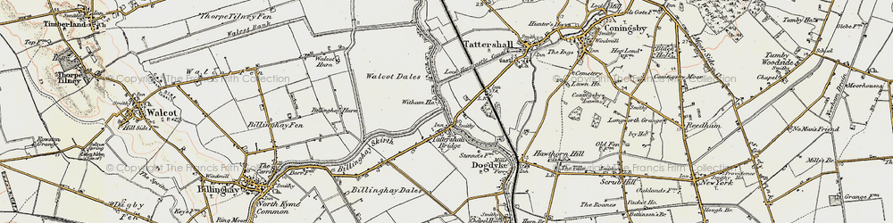 Old map of Billinghay Skirth in 1902-1903