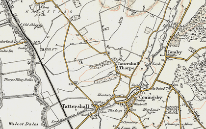 Old map of Tattershall Thorpe in 1902-1903