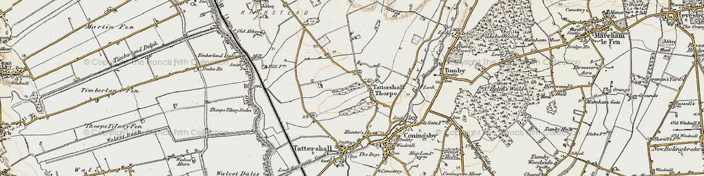 Old map of Tattershall Thorpe in 1902-1903