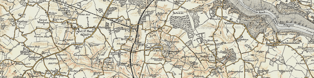 Old map of Tattingstone in 1898-1901