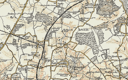 Old map of Tattingstone White Horse in 1898-1901