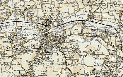 Old map of Taunton in 1898-1900
