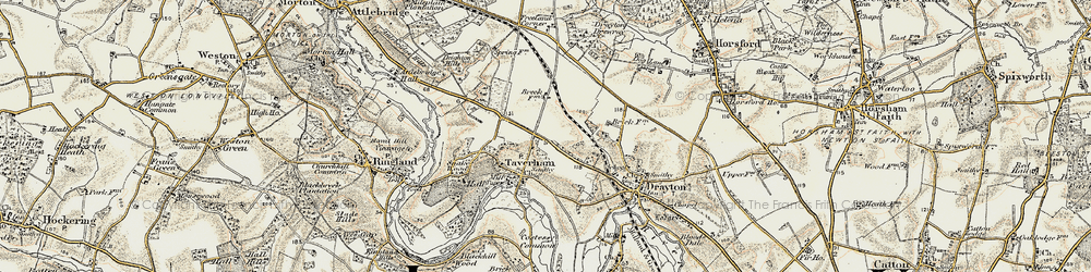 Old map of Taverham in 1901-1902