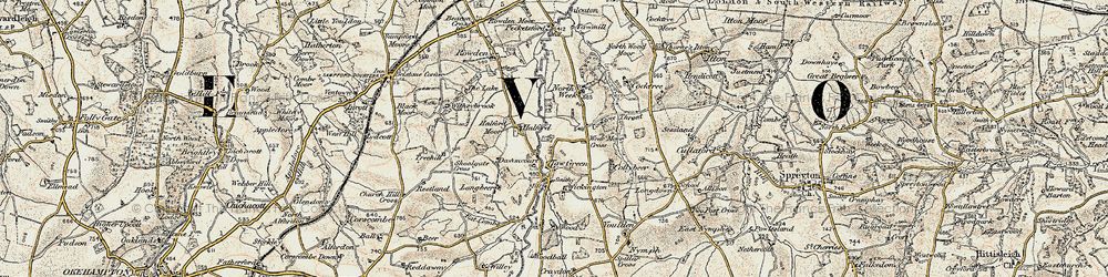 Old map of Taw Green in 1899-1900