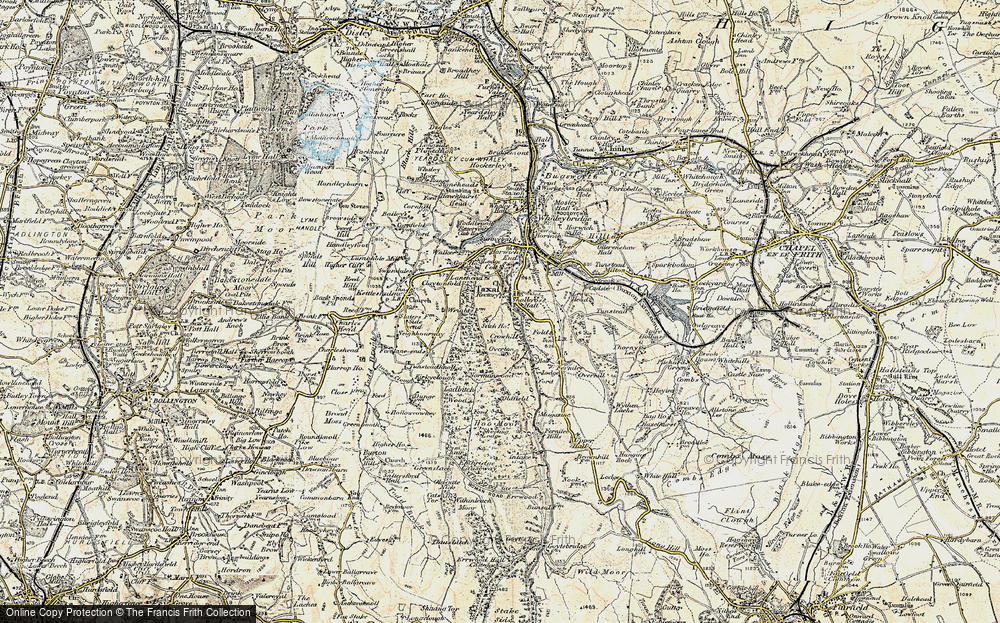 Old Map of Historic Map covering Taxal Edge in 1902-1903