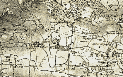 Old map of Balcalk in 1907-1908