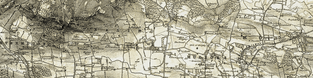Old map of Balcalk in 1907-1908