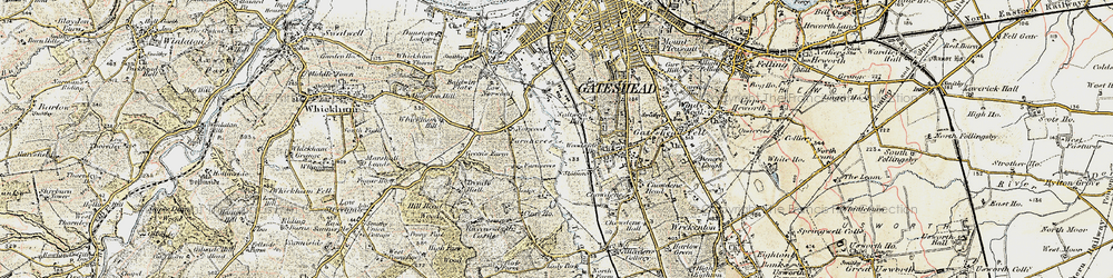 Old map of Team Valley in 1901-1904