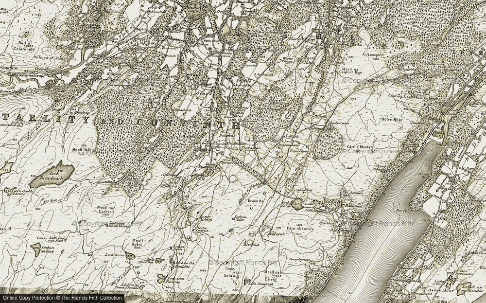Old Map of Historic Map covering Tomachoin in 1908-1912