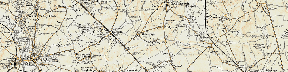 Old map of Tebworth in 1898-1899