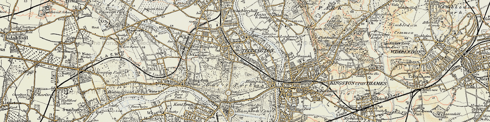 Old map of Teddington in 1897-1909