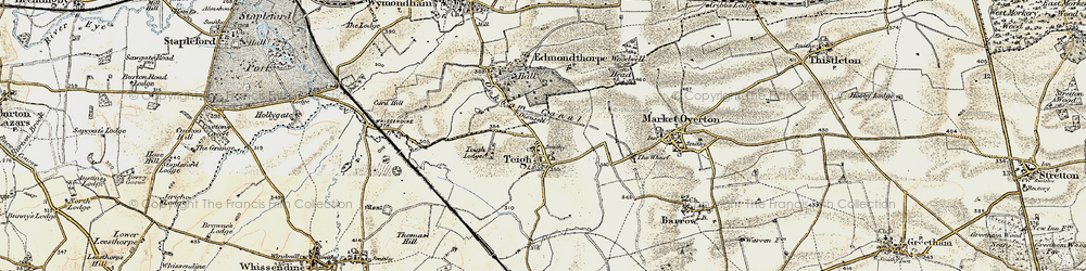 Old map of Teigh in 1901-1903