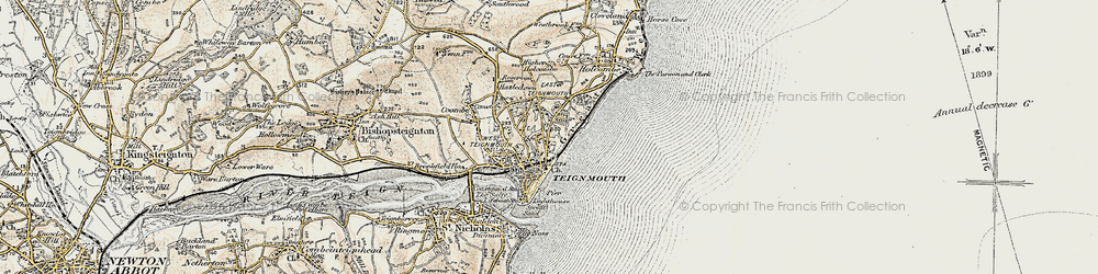 Old map of Teignmouth in 1899