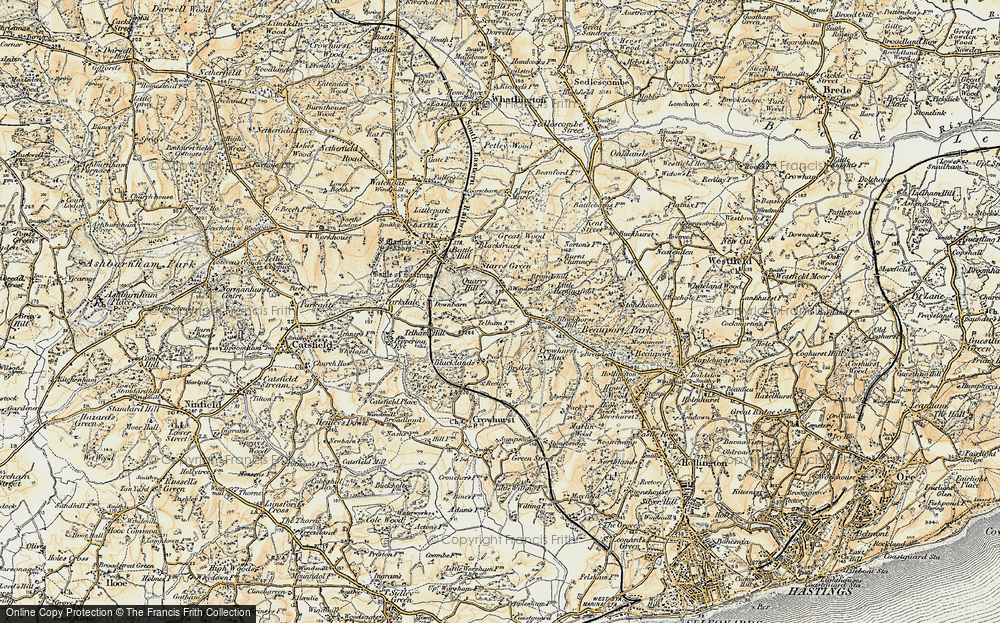 Old Map of Telham, 1898 in 1898