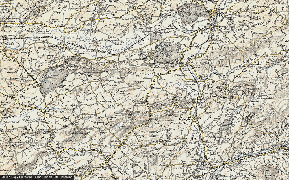 Old Map of Historic Map covering Bryngwynne Uchaf in 1900-1901