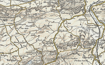Old map of Bryngwynne Uchaf in 1900-1901