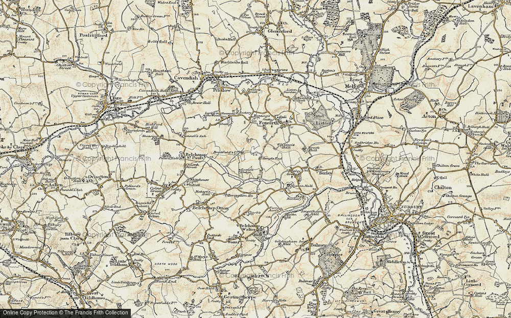 Old Map of Historic Map covering Bevingdon Ho in 1898-1901