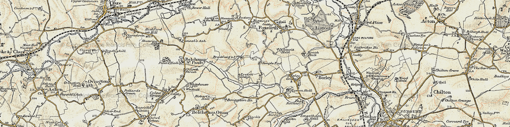 Old map of Bevingdon Ho in 1898-1901