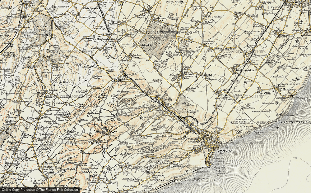 Old Map of Temple Ewell, 1898-1899 in 1898-1899