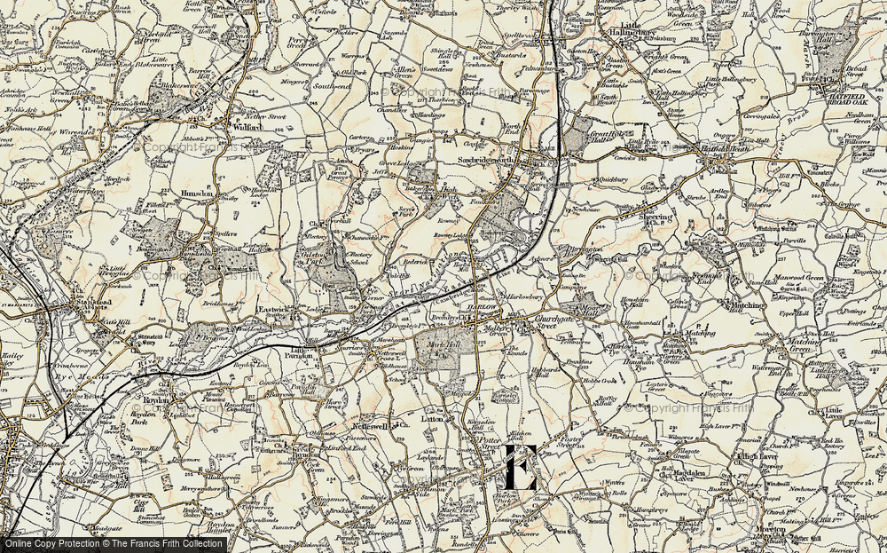 Old Map of Temple Fields, 1898 in 1898