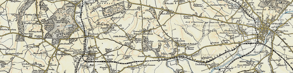 Old map of Temple Grafton in 1899-1902