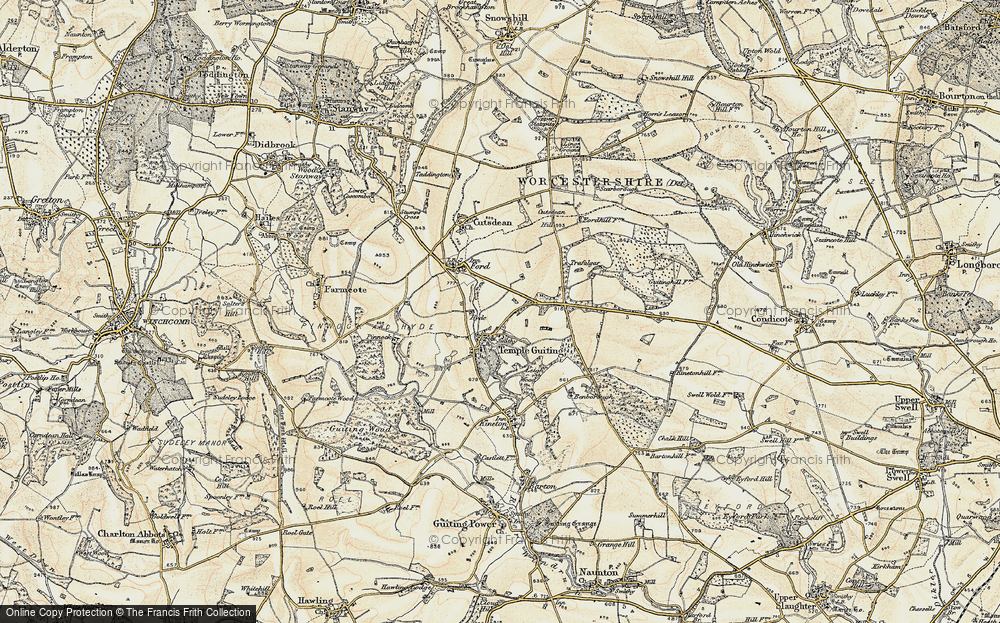 Old Map of Temple Guiting, 1899 in 1899
