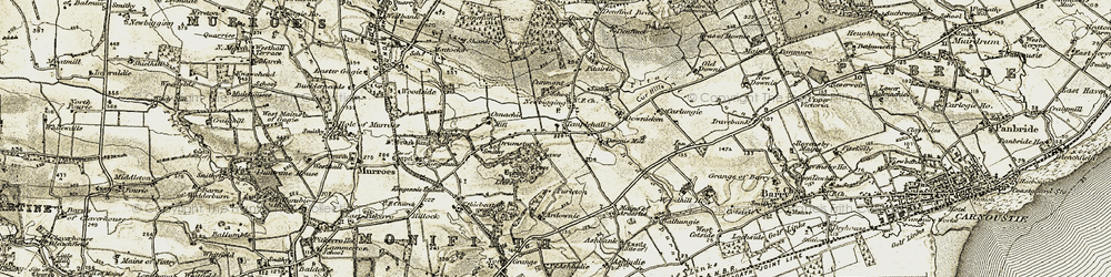 Old map of Templehall in 1907-1908